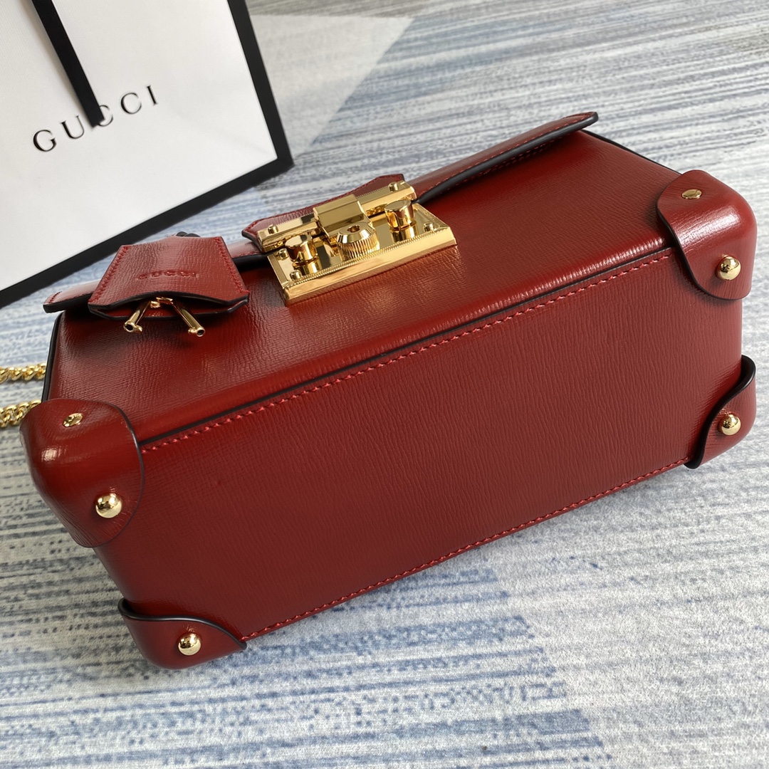 Gucci Padlock Leather Small Bamboo Shoulder Bag ?603221 Red